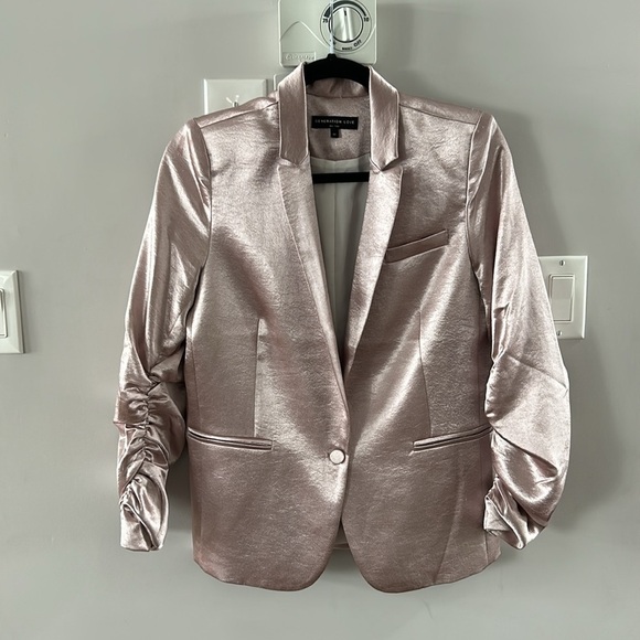 Generation Love Metallic Ruched Sleeve Fabien Blazer in Pink - Picture 10 of 15